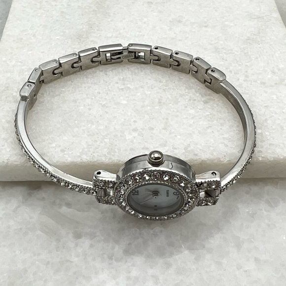 Gorgeous Silver Watch with Face Surrounded by Crystals - Picture 5 of 6